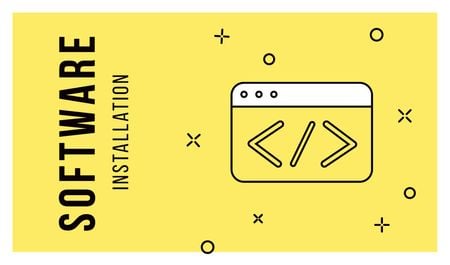 Software Message Icon in Yellow Business card Modelo de Design