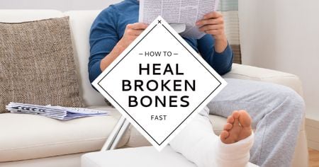 Platilla de diseño Man with broken bones sitting on sofa with newspaper Facebook AD