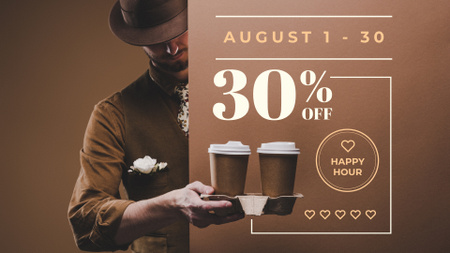 Man holding Coffee To-go FB event cover Design Template
