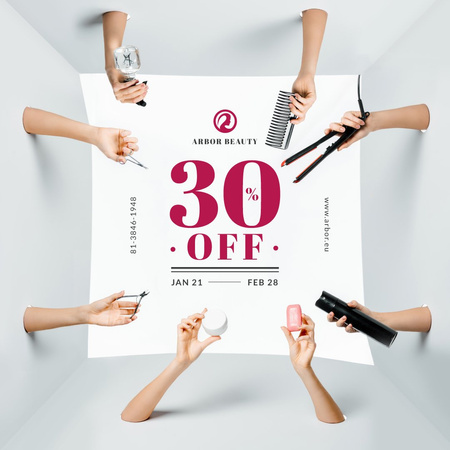 Hairdressing Tools Sale Announcement Instagram Design Template