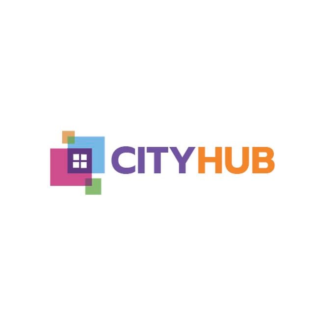 City Hub Window Concept Animated Logo Modelo de Design