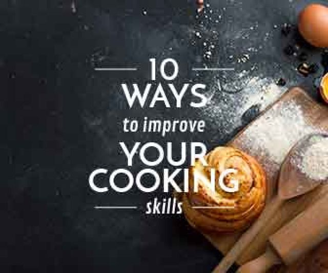 Ontwerpsjabloon van Large Rectangle van Improving Cooking Skills poster with freshly baked bun