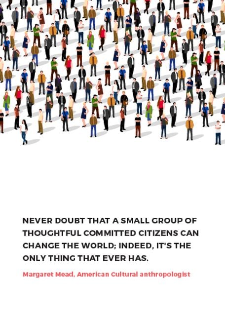 Changes inspirational quote with crowd of people Flayerデザインテンプレート
