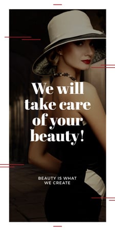 Beauty Services Ad with Fashionable Woman Graphic tervezősablon