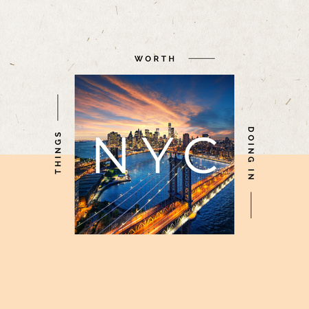 Ontwerpsjabloon van Instagram van New York Night city View