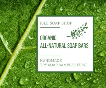 Organic Cosmetics Advertisement Drops on Green Leaf Large Rectangle tervezősablon