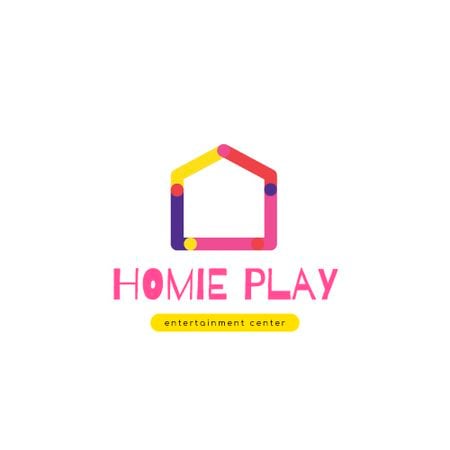 Entertainment Center with Colorful House Silhouette Animated Logo Modelo de Design