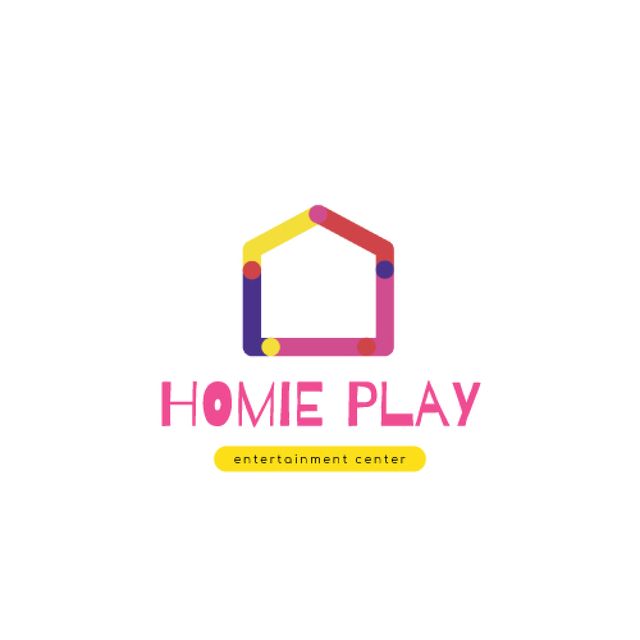 Entertainment Center with Colorful House Silhouette Animated Logoデザインテンプレート