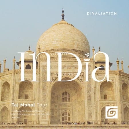 Plantilla de diseño de Anuncio de gira itinerante con el edificio Taj Mahal Animated Post 