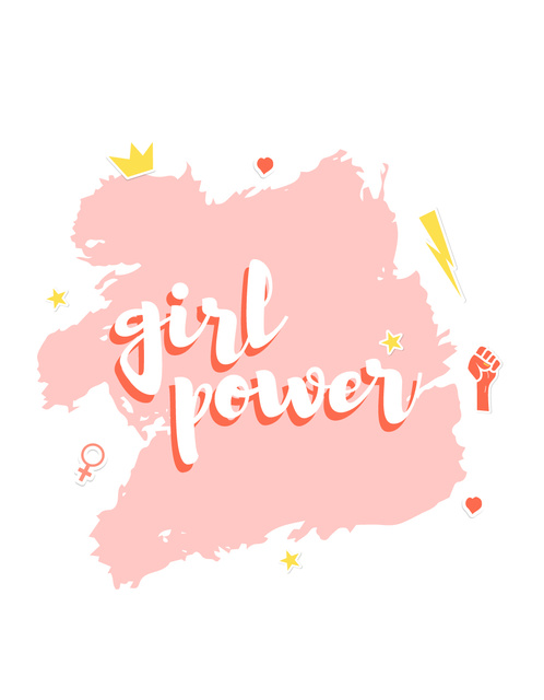 Girl Power inscription T-Shirt – шаблон для дизайну
