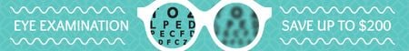 Designvorlage Angebot für Augenuntersuchungen zur Förderung der Klinik in Blau für Leaderboard
