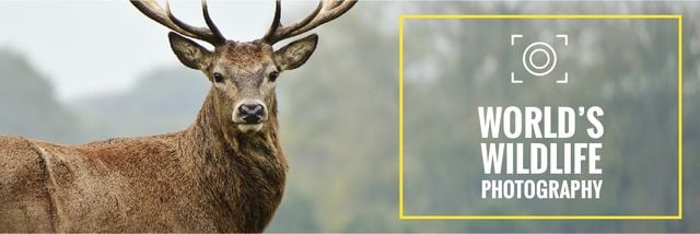 World's wildlife photography Ad with Deer Email header Modelo de Design