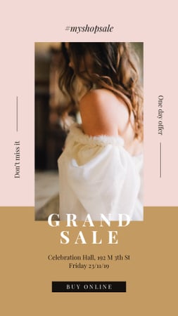 Template di design Sale Ad Young attractive woman Instagram Story
