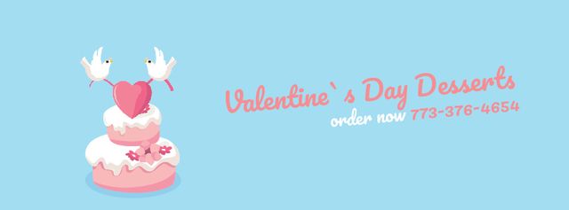 Doves Putting Heart on Valentines Day Cake Facebook Video cover Design Template