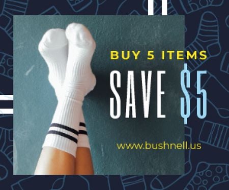 Clothes Sale Feet in White Socks Medium Rectangle Design Template