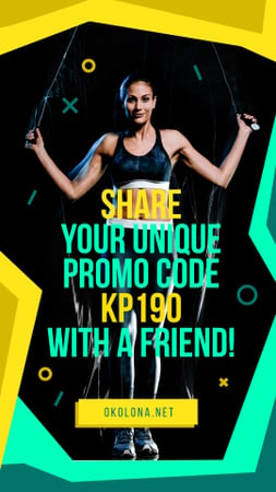 Gym Ticket Offer with Woman Jumping Instagram Story Modelo de Design