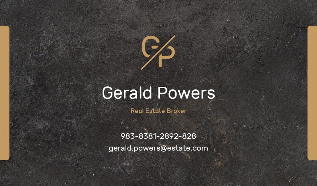 Real Estate Agent Services with Marble Black Texture Business card Modelo de Design