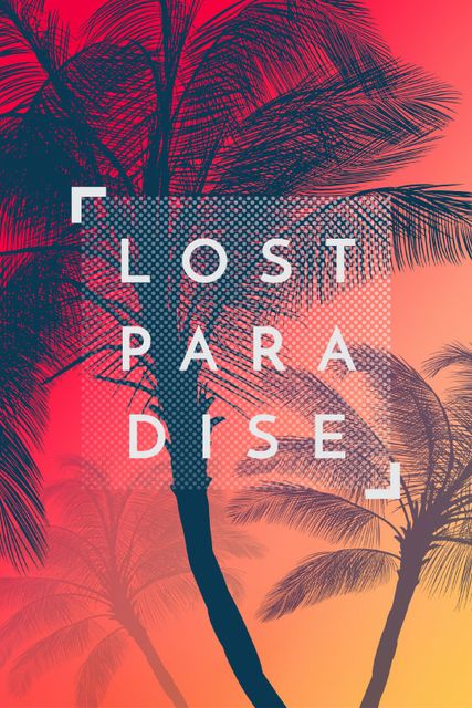Summer Trip Offer Palm Trees in red Tumblr Modelo de Design