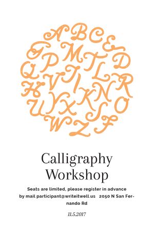 Calligraphy Workshop Announcement Letters on White Tumblr Design Template