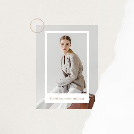 Fashion ad Elegant Woman in Stylish Clothes Instagram Design Template