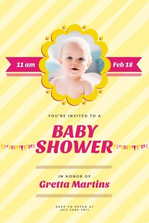 Baby Shower Invitation Adorable Child in Frame Tumblr Design Template