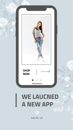 Template di design Online Shop Ad with Stylish Woman on Screen Instagram Story