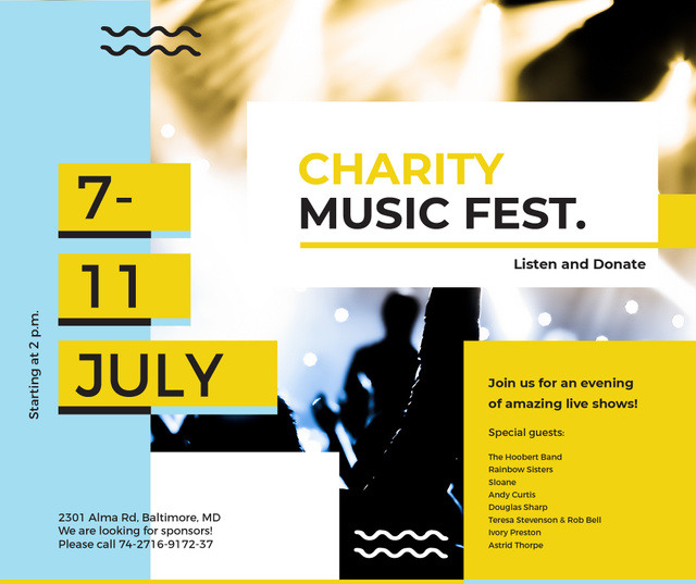 Music Fest Invitation Crowd at Concert Facebook Modelo de Design