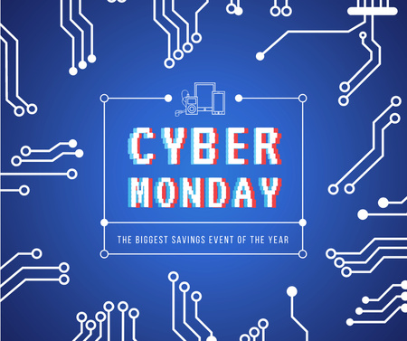 Cyber Monday sale Computer circuit board Facebook Design Template