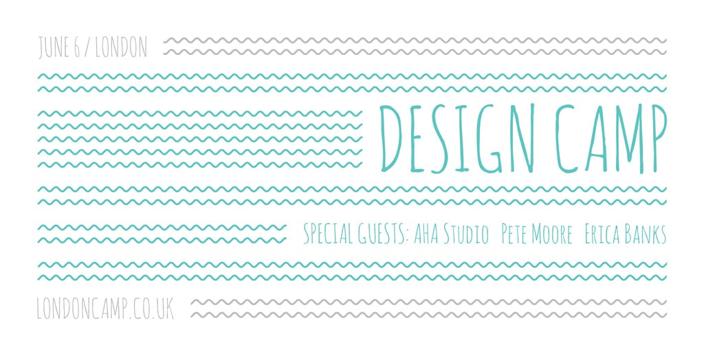 Designvorlage Design camp announcement on Blue waves für Image