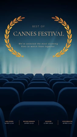 Cannes Film Festival Seats in Cinema in Blue Instagram Video Story tervezősablon