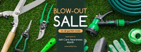 Self-Care Awareness Month Sale Gardening Tools Facebook cover Design Template