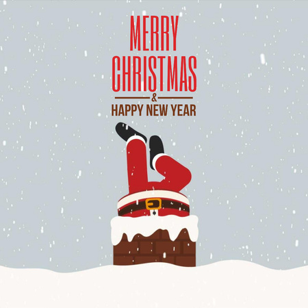 Ontwerpsjabloon van Animated Post van Santa stuck in chimney