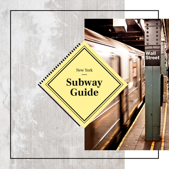 Train in New York subway Instagram Design Template