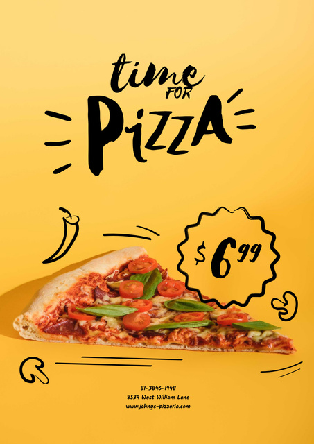 Slice of Pizza for restaurant offer Poster Modelo de Design
