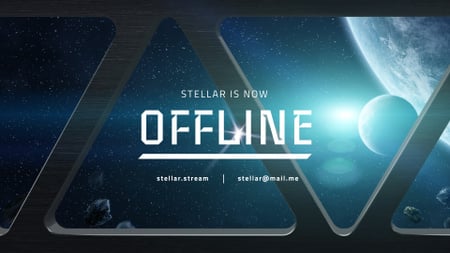 Adatfolyam közvetítése az űrben lévő bolygók megtekintésével Twitch Offline Banner tervezősablon