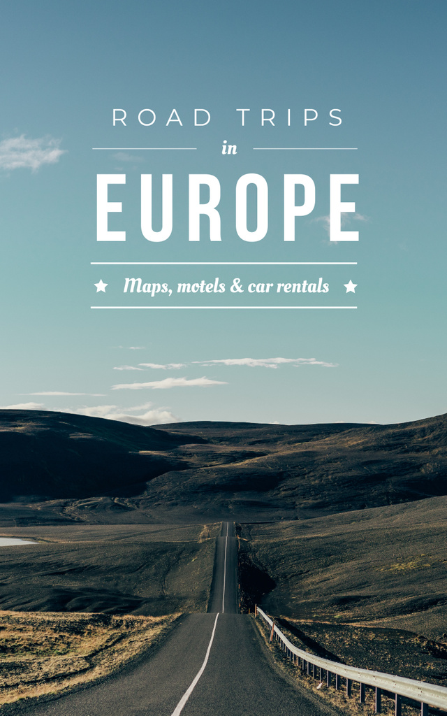 Description of Road Trips in Europe Book Cover Modelo de Design
