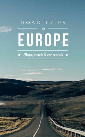 Plantilla de diseño de Description of Road Trips in Europe Book Cover 