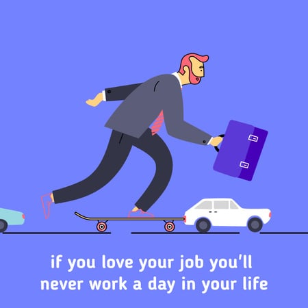 Businessman riding skateboard to work Animated Post Design Template