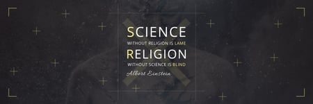 Plantilla de diseño de Citation about science and religion Twitter 