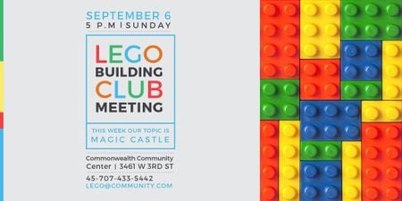 Plantilla de diseño de Lego Building Club meeting Constructor Bricks Image 