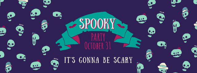Designvorlage Spooky Halloween skulls für Facebook Video cover