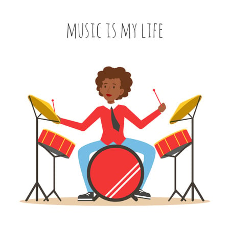 Musician playing drums Animated Post Design Template