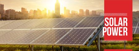 Template di design Energy Supply with Solar Panels in Rows Facebook cover