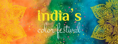 Celebração do Festival Holi Indiano com Tinta Brilhante Facebook cover Modelo de Design