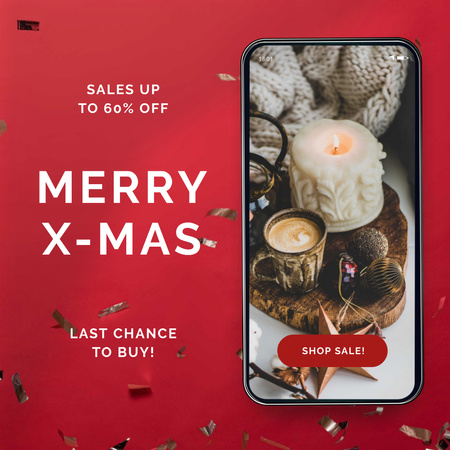 Ontwerpsjabloon van Instagram van Christmas Sale on Phone screen