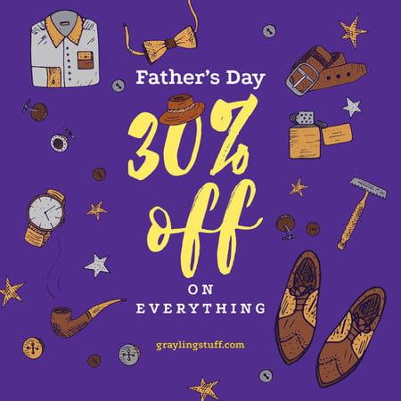 Stylish male accessories on Father's Day Instagram Design Template