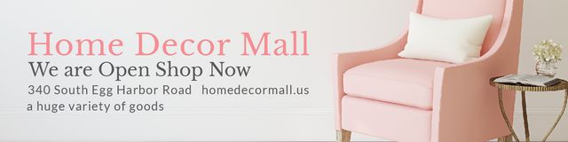 Home Decor Mall Ad with Pink Armchair Twitter Design Template