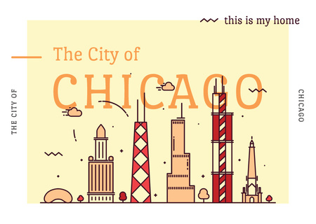 Designvorlage Chicago city view für Postcard