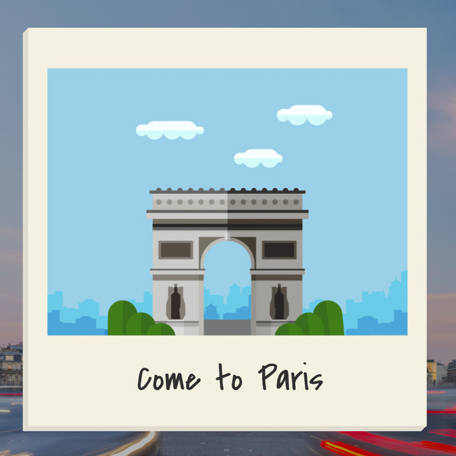 Paris Famous Travel Spot Animated Postデザインテンプレート