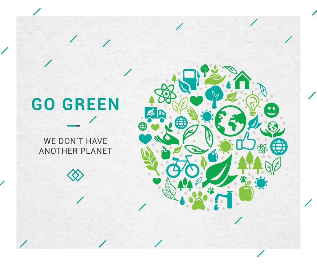 Environment protection green icons Facebookデザインテンプレート